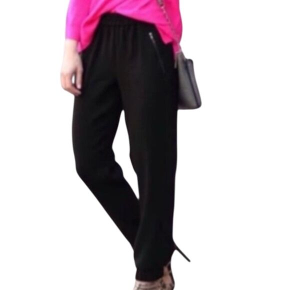 J. Crew Black Sydney Jogger Pants Zipper Pockets Size 8 Style B0587 - Picture 1 of 11
